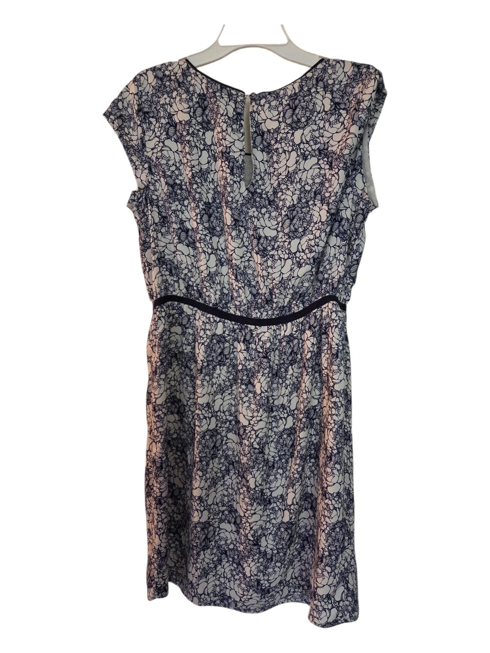 LOFT Navy and White Floral Cap-Sleeve Midi Dress Size 6P